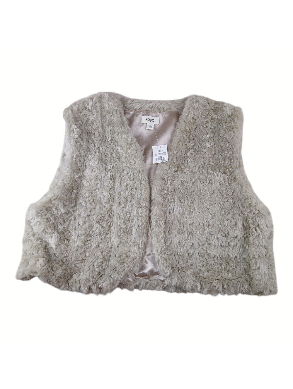 Cato Vest Women’s Faux Soft Fur Short Lined Vest light olive Green sz XL NEW